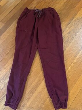 Jaanuu Burgundy Women's Jogger scrub pants